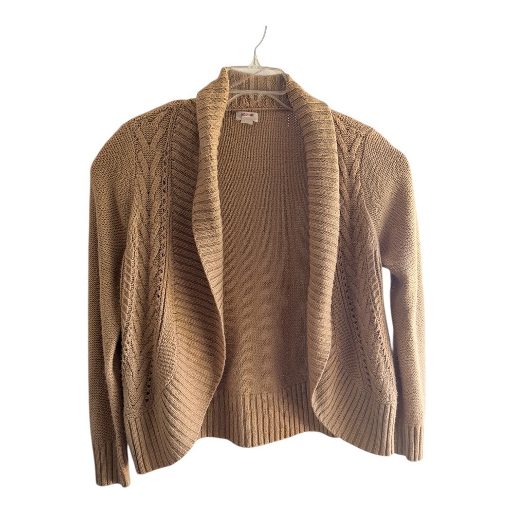 Grandmacore Mossimo Cardigan Open Front XXL Tan Cable Knit Shawl Collar Sweater